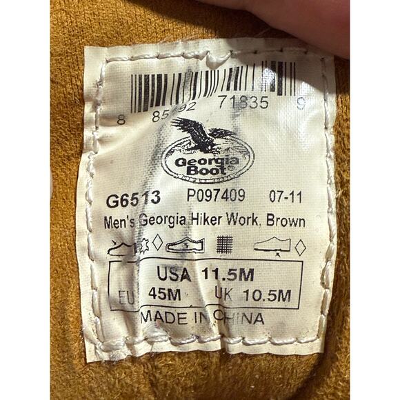 Georgia Hiker Work Boot Waterproof Leather Vibram Mens 11.5 M Brown G6513 Winter - Picture 8 of 9